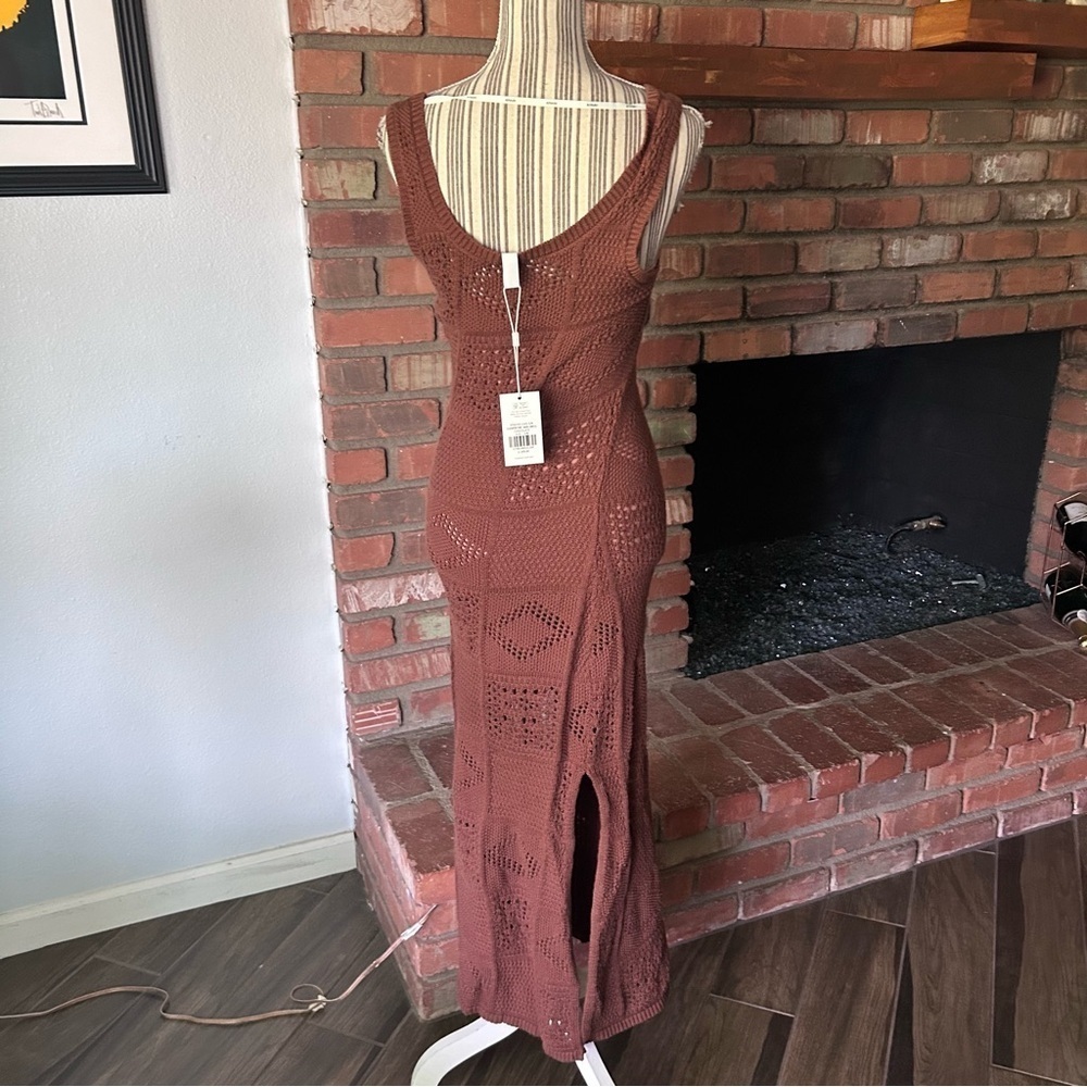 NWT Kivari Clementine Crochet Midi Dress in Chocolate Sz 4 US - Picture 8 of 9